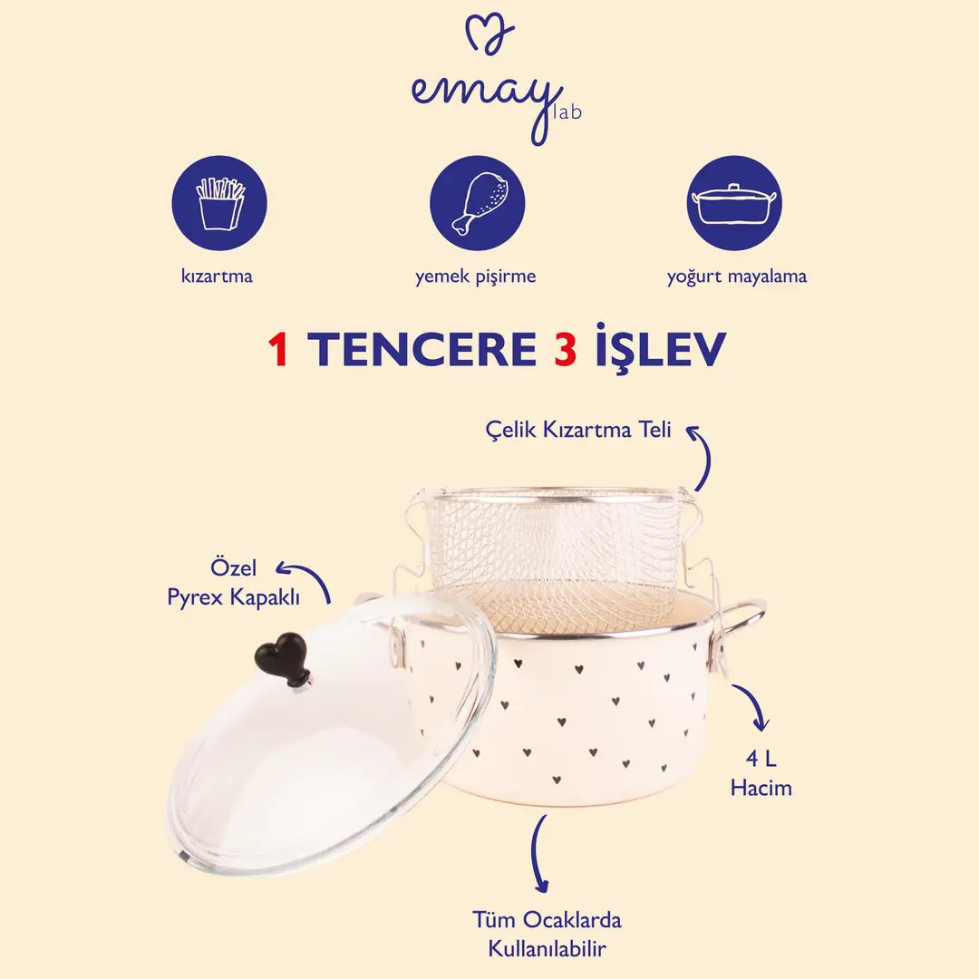 Black Cupid Emaye Fritöz/Kızartma Tenceresi