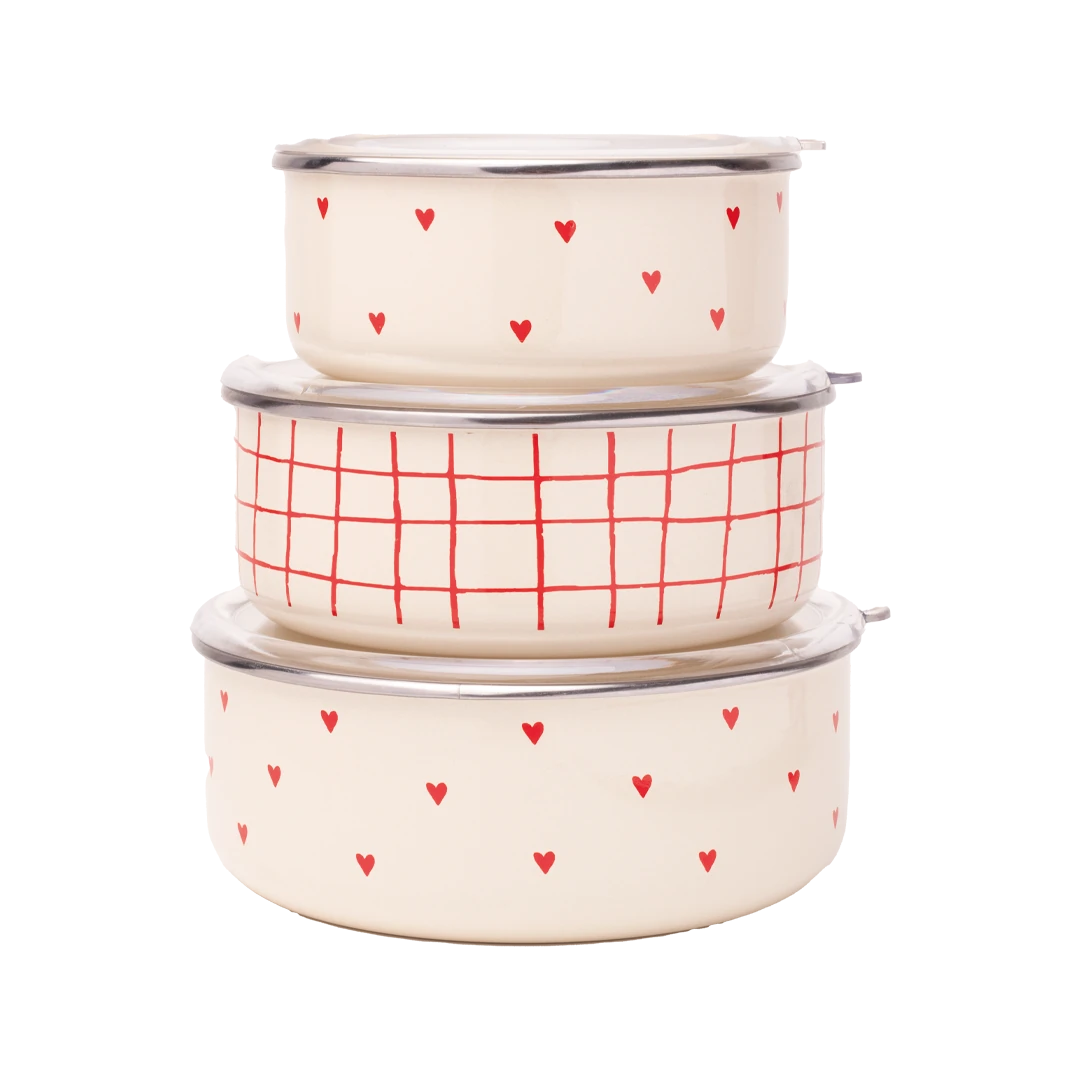 Cupid Emaye Üçlü Saklama Kabı Seti