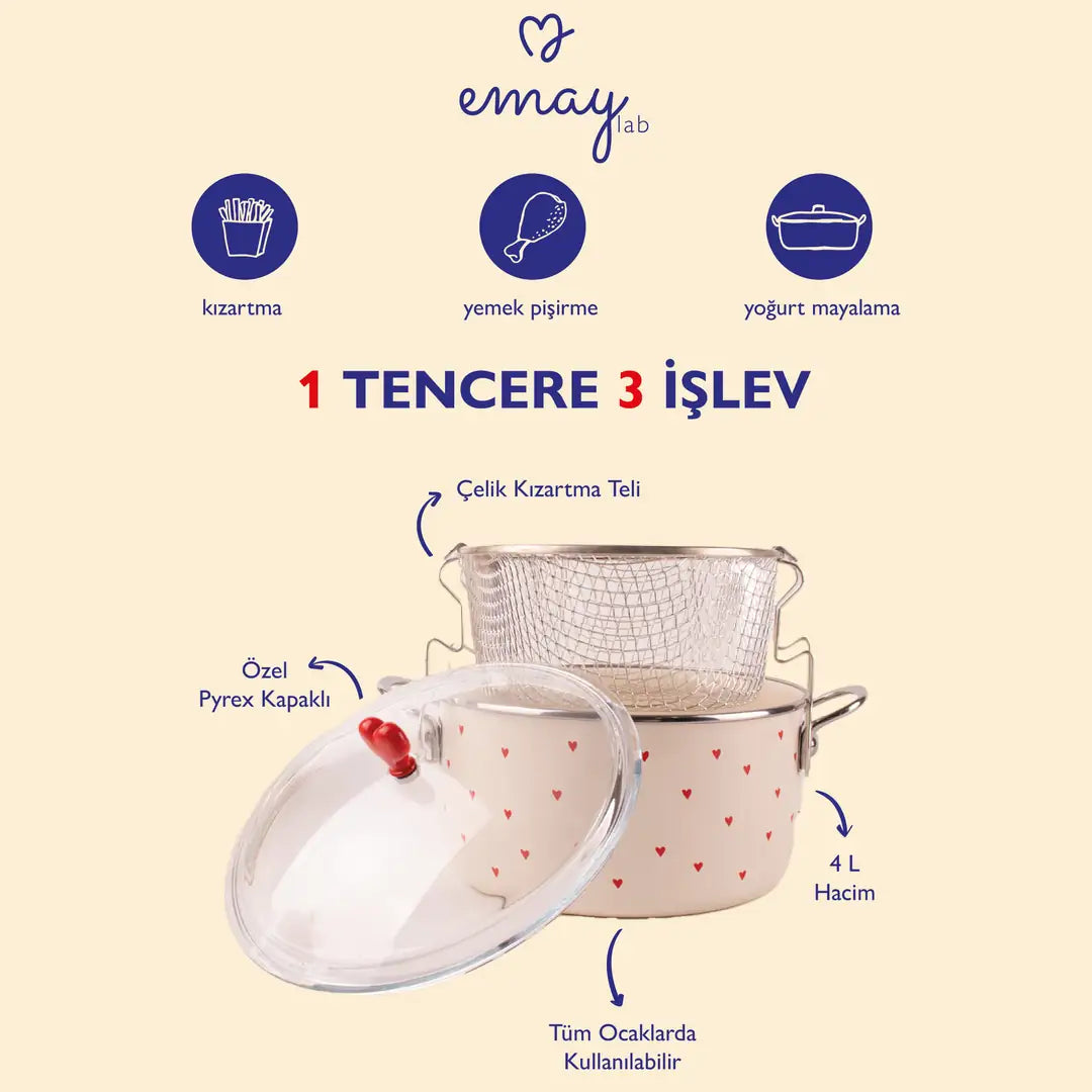 Cupid Emaye Fritöz/Kızartma Tenceresi