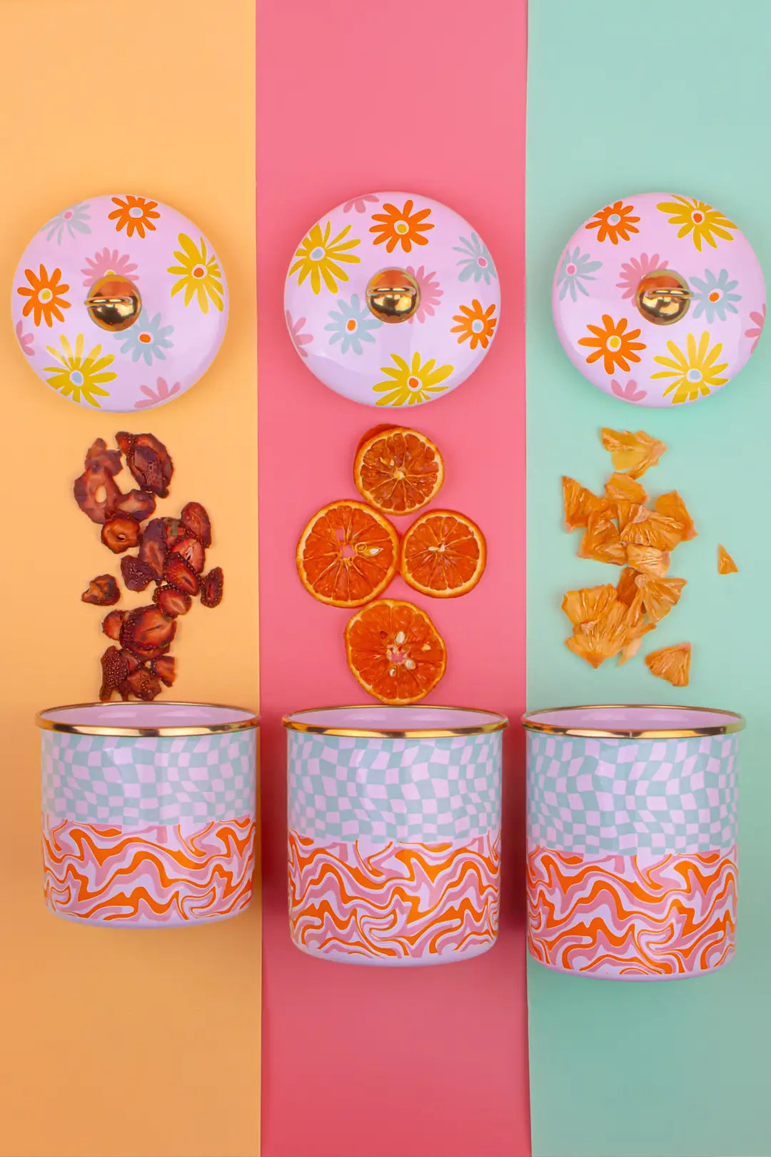 Retro Hippie Emaye Baharatlık/Kavanoz Seti Modeli