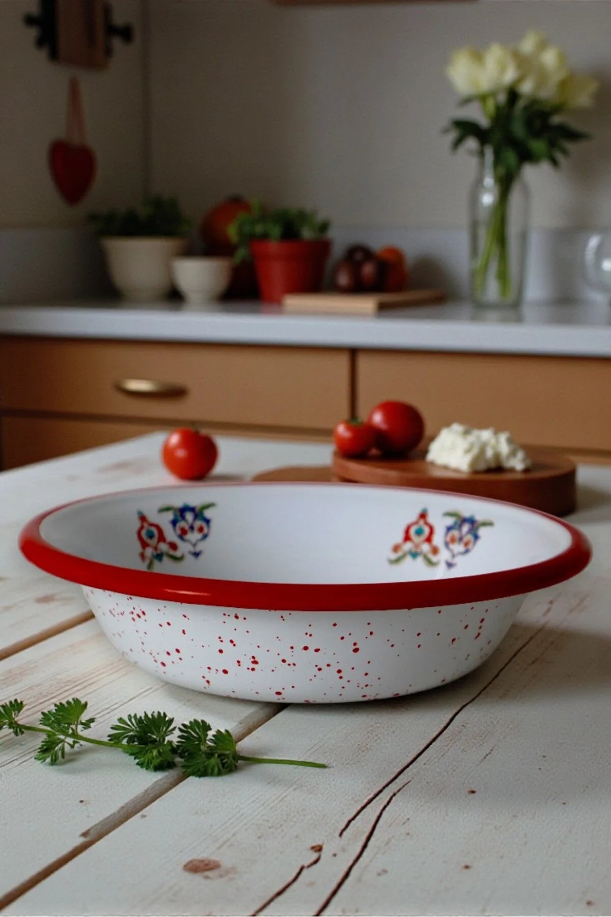 24 Cm Emaye Kase , Çukur Tabak, Salata Tabak, Cips Tabak