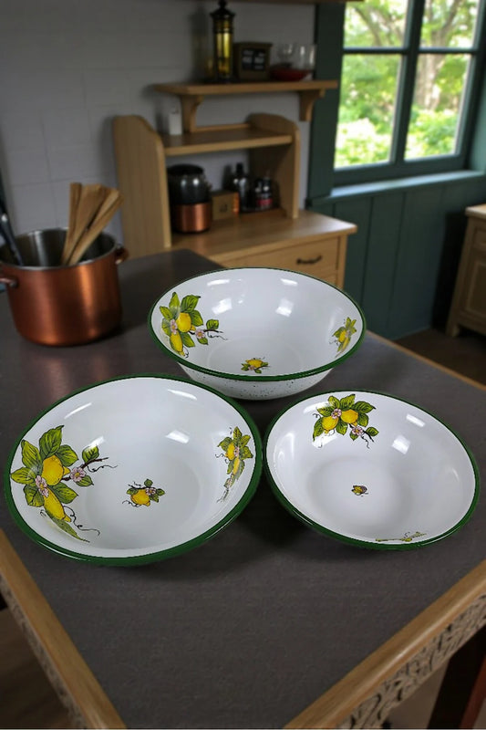 32 Cm-36 Cm-40 Cm 3 Lü Emaye Leğen Çırpma Ve Karıştırma Kabı, Hamur Leğeni