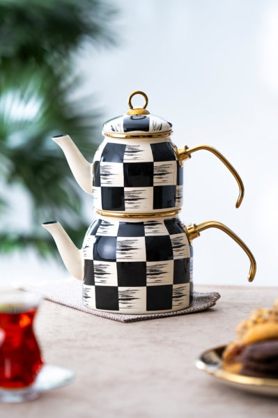 Acar Qualita King Mini Wit Emaille Theepot Set