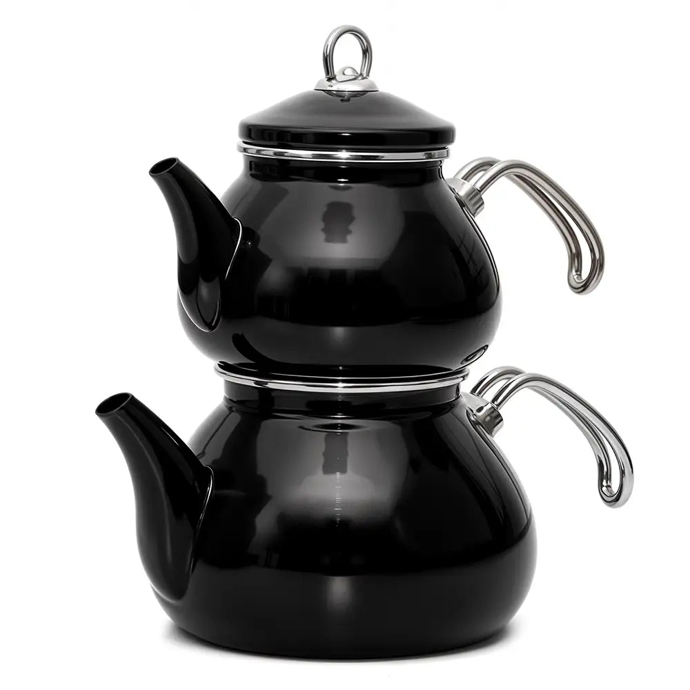 Emaye Çaydanlık Takımı Siyah