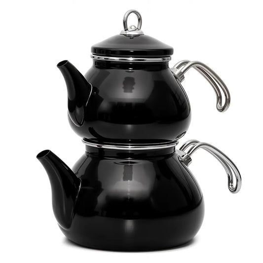 Emaye Çaydanlık Takımı Siyah