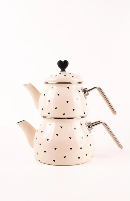 Black Cupid Emaye Çaydanlık (Özel Zamak Tepeli, El Yakmayan Kulplu)