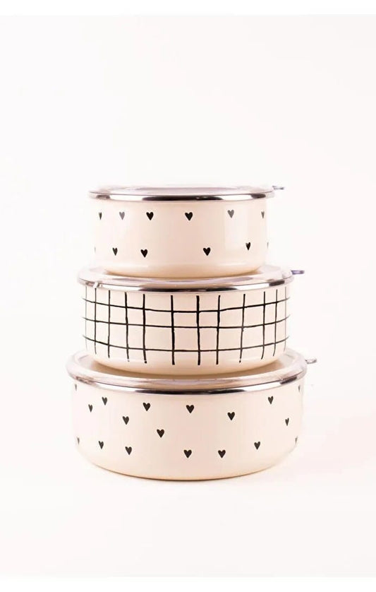 Black Cupid Emaye Üçlü Saklama Kabı Seti