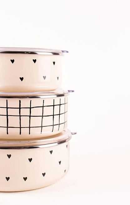 Black Cupid Emaye Üçlü Saklama Kabı Seti