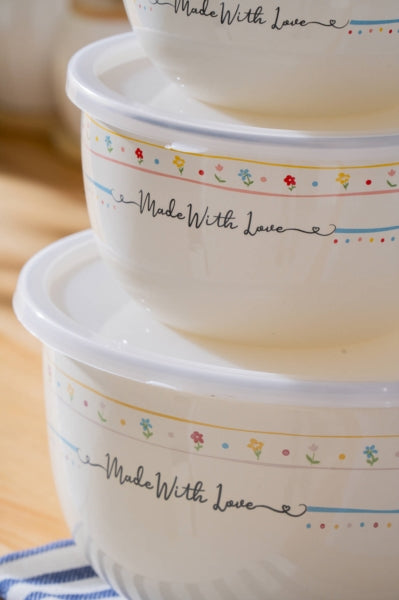 Made With Love Emaye 3'lü Saklama ve Karıştırma Kabı Seti