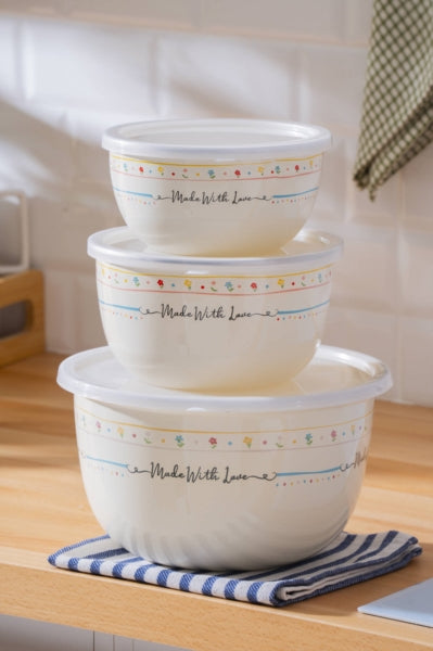 Made With Love Emaye 3'lü Saklama ve Karıştırma Kabı Seti