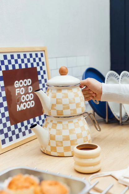 Beige Emaye Çaydanlık