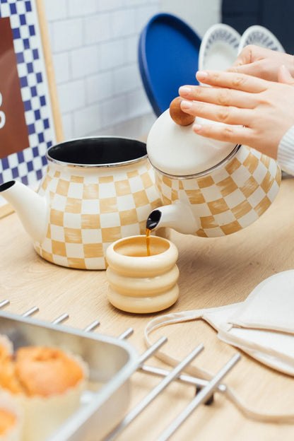 Beige Emaye Çaydanlık