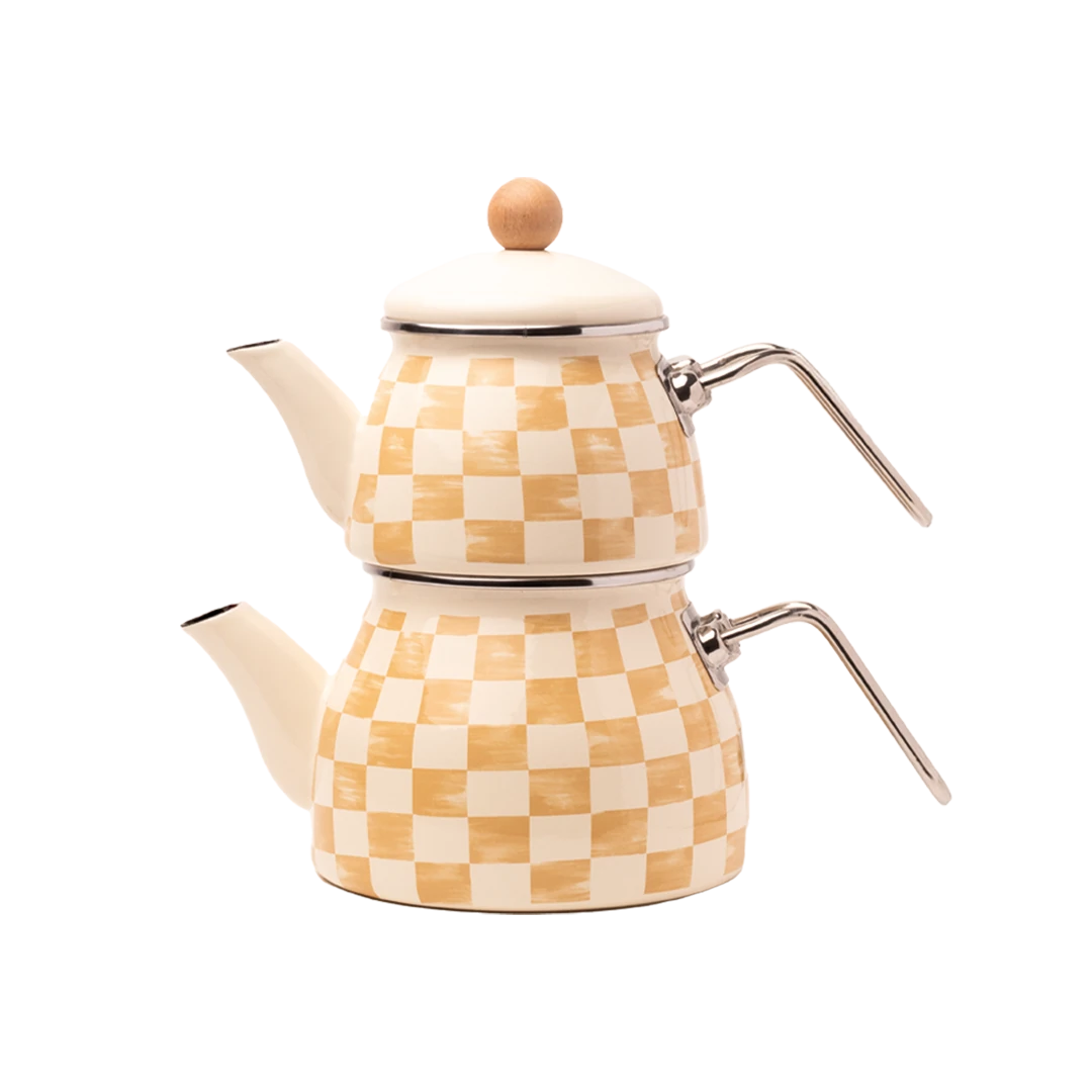 Beige Emaye Çaydanlık