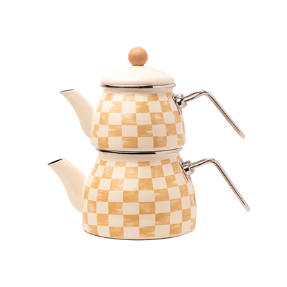 Beige Emaye Çaydanlık