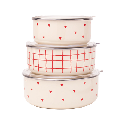 Cupid Emaye Üçlü Saklama Kabı Seti