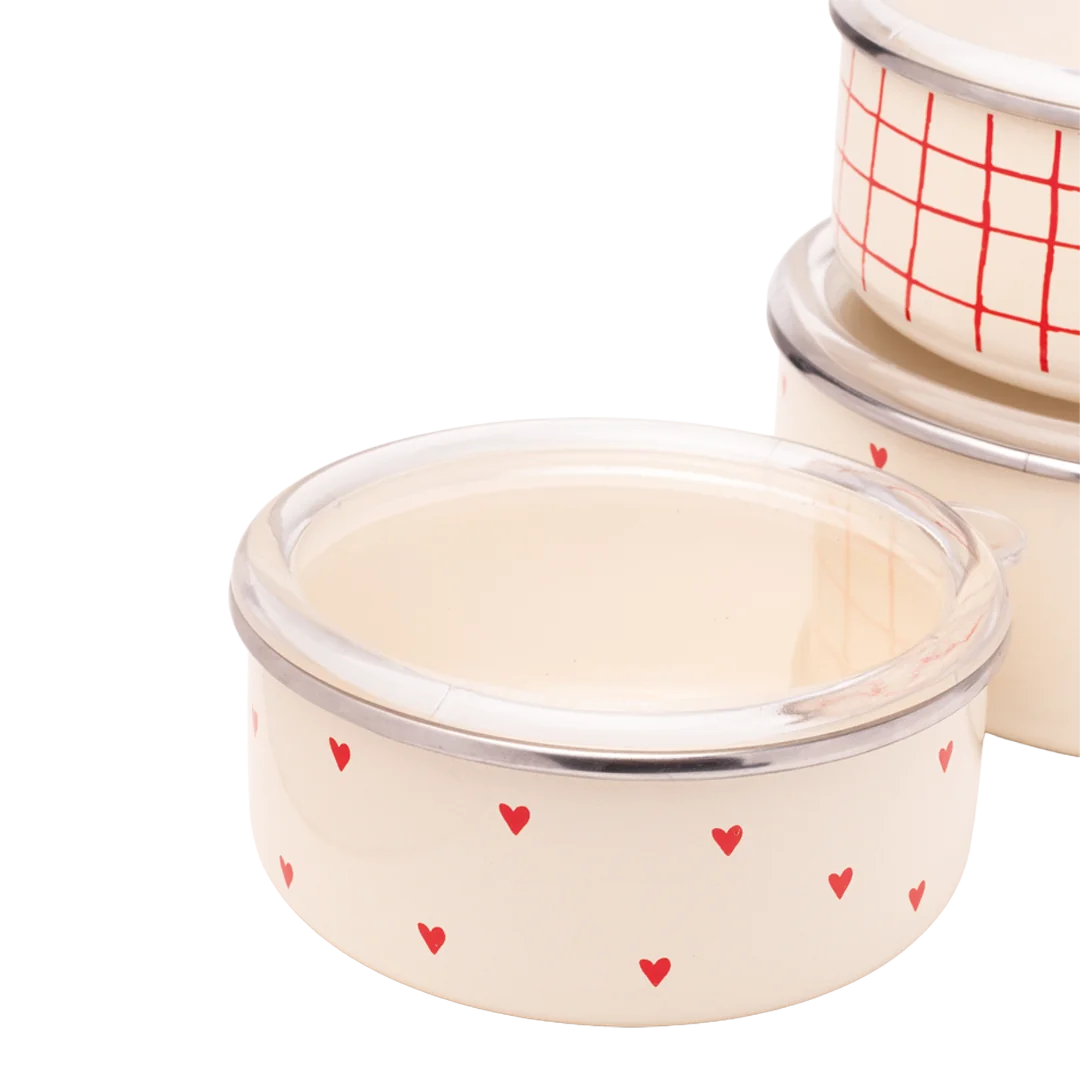 Cupid Emaye Üçlü Saklama Kabı Seti