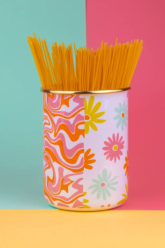 Retro Hippie Emaye Vazo/Kaşıklık