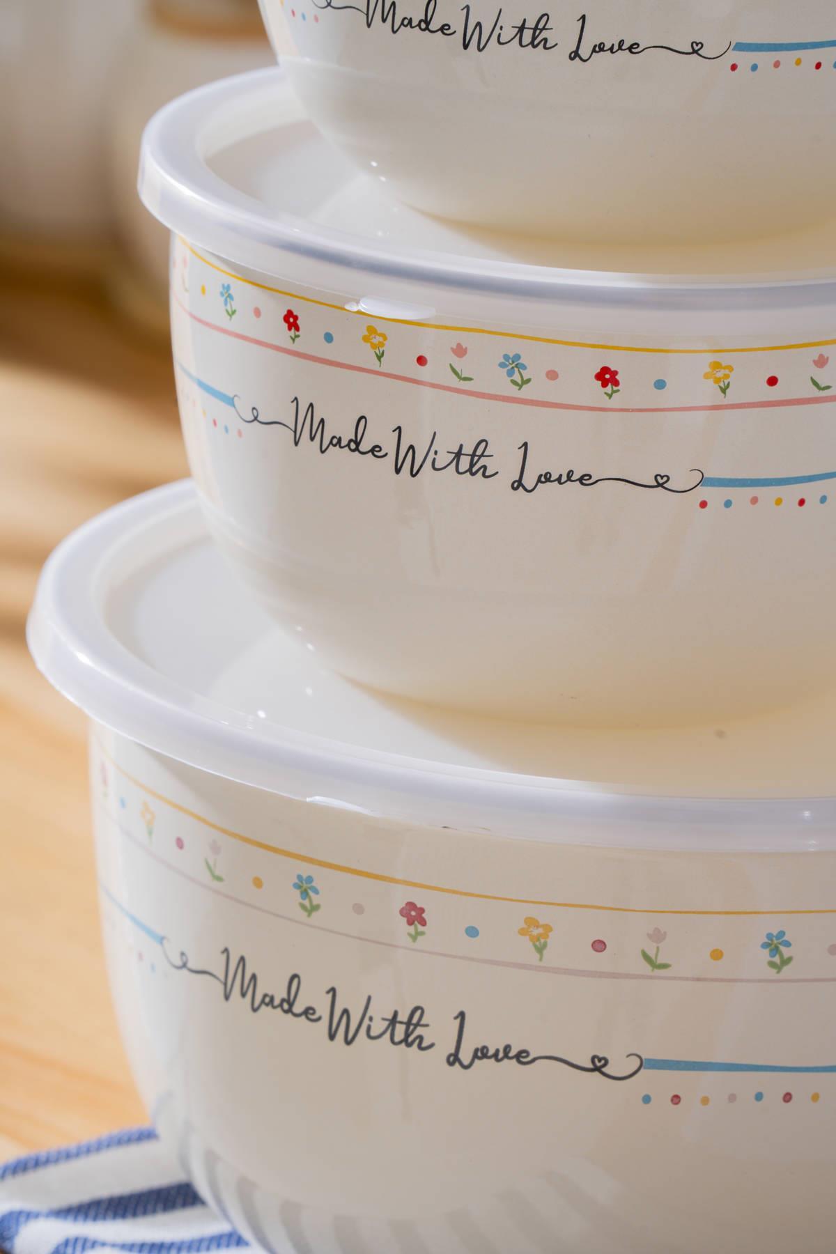 Made With Love Emaye 3’lü Saklama ve Karıştırma Kabı Seti