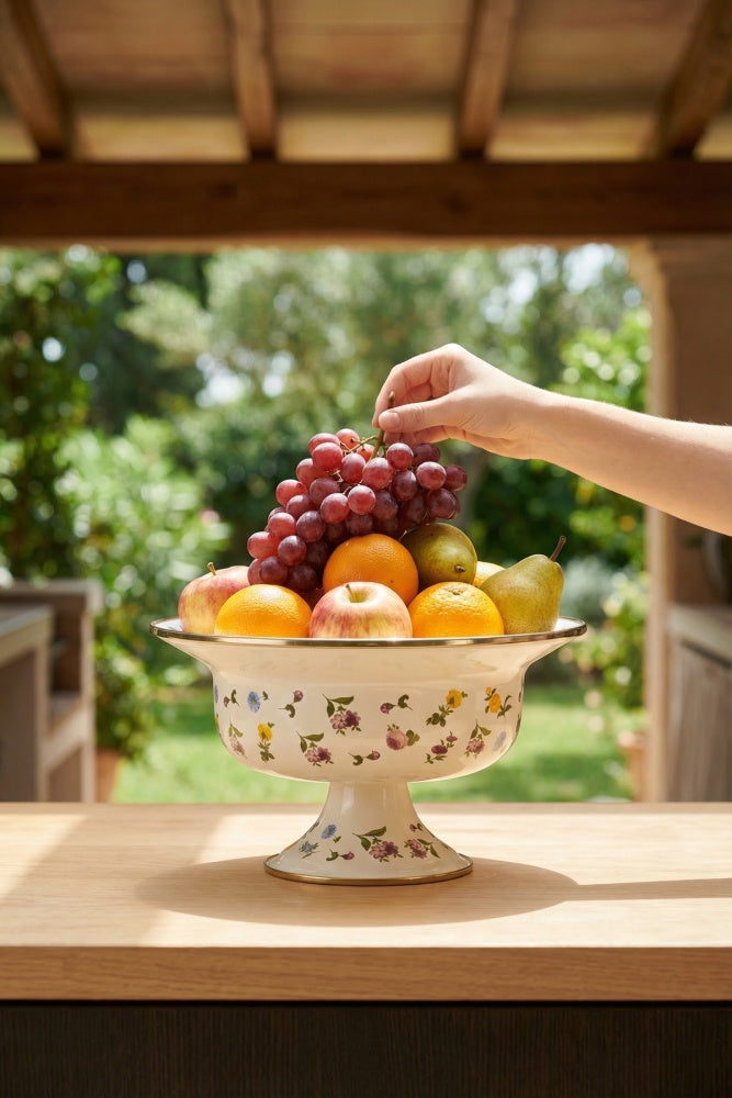 Petit Fleur Emaye Ayaklı Meyvelik - 28 cm