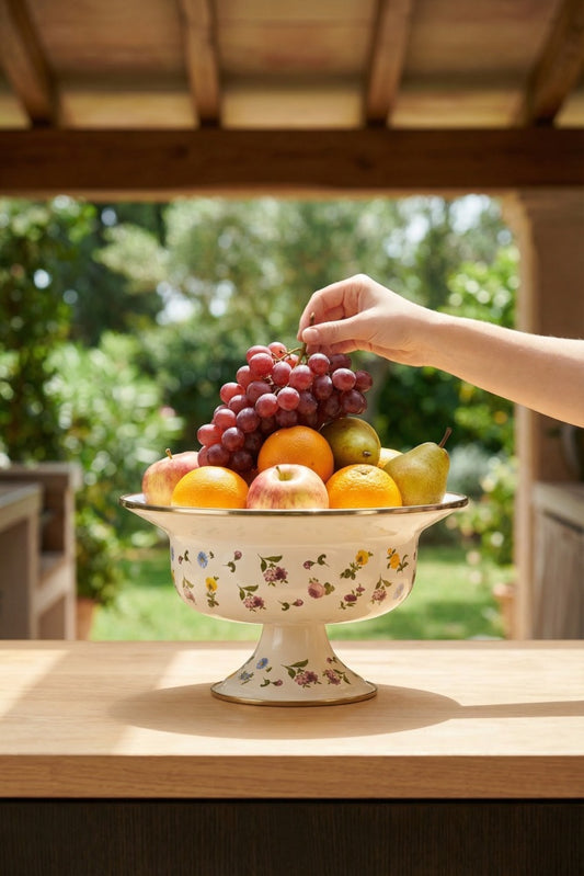 Petit Fleur Emaye Ayaklı Meyvelik - 28 cm