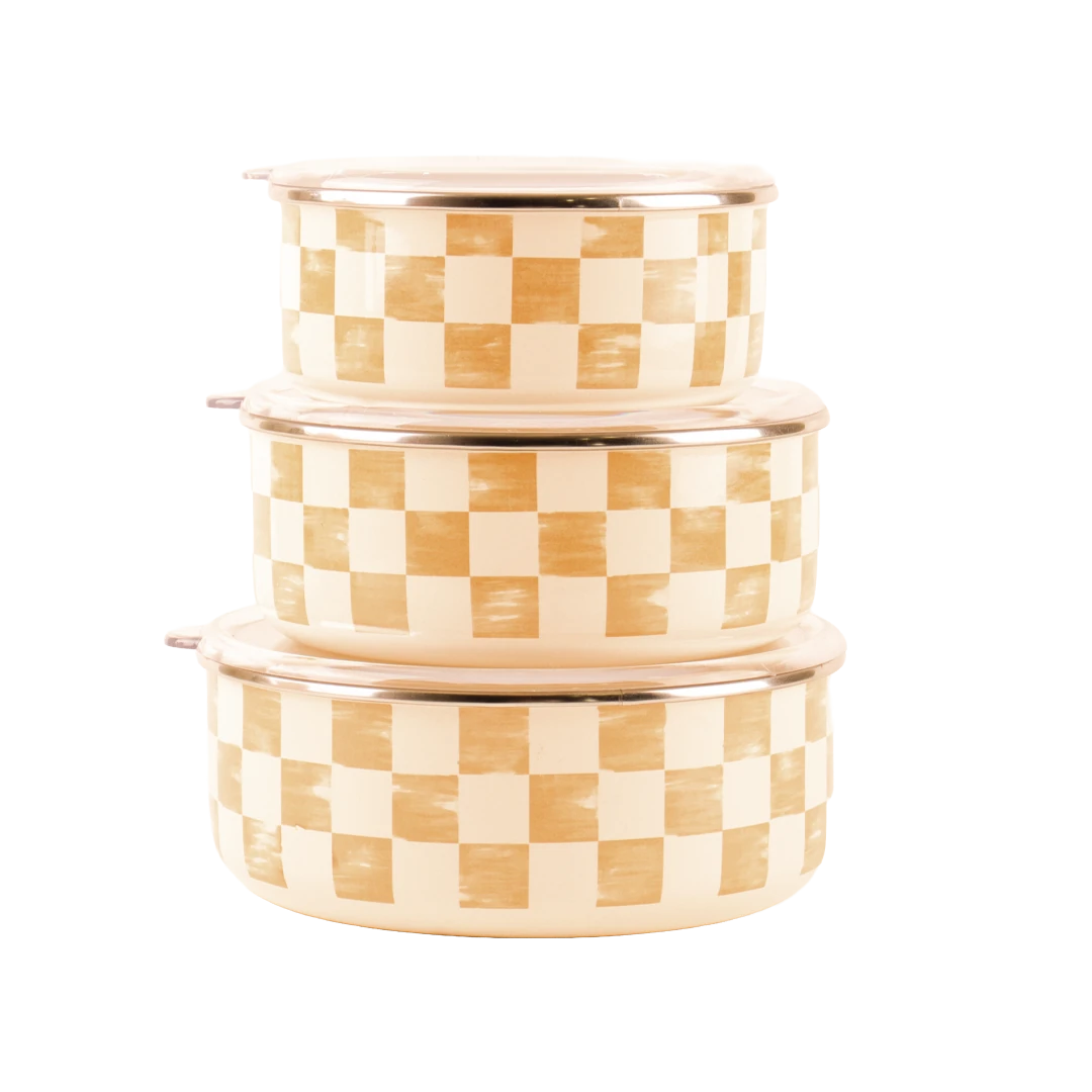 Beige Emaye Saklama Kabı 3lu set