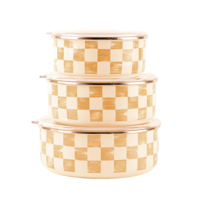 Beige Emaye Saklama Kabı 3lu set